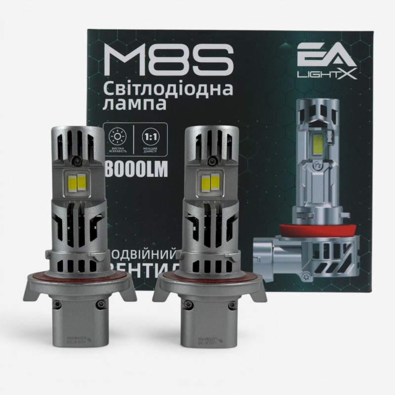 LED лампи H13 (9008) EA Light X M8S 8000Lm 6000K 12V для авто головне світло (2 шт.)