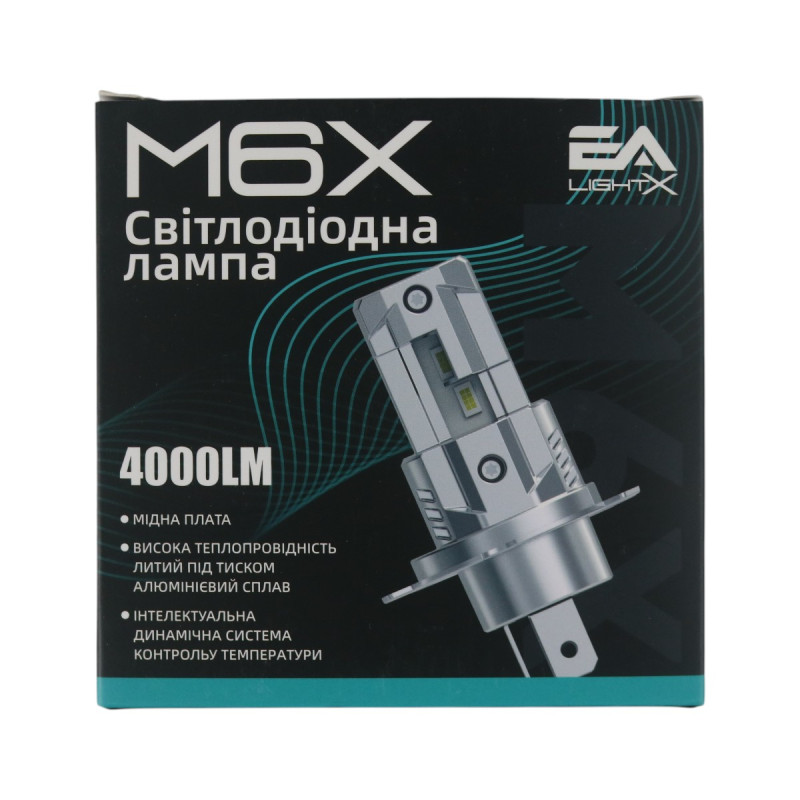 LED лампи H4 EA Light X M6X 4000Lm 6000K 12V для авто ближнє/дальнє світло (2 шт.)
