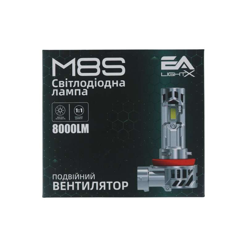 LED лампи H7 EA Light X M8S 8000Lm 6000K 12V для авто головне світло (2 шт.)