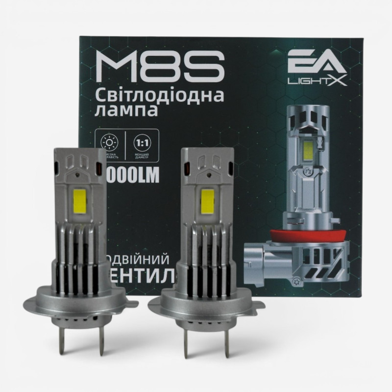 LED лампи H7 EA Light X M8S 8000Lm 6000K 12V для авто головне світло (2 шт.)