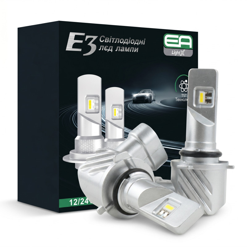 LED лампи HB4 (9006) EA Light X E3 6000Lm 5000K CSP 12/24V для авто головне світло / ПТФ (2 шт.)