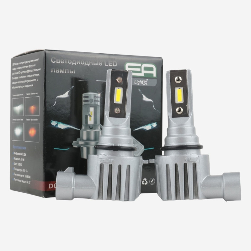 LED лампи HB4 (9006) EA Light X E1 3600Lm 5000K COB 12/24V для авто в ПТФ / головне світло (2 шт.)