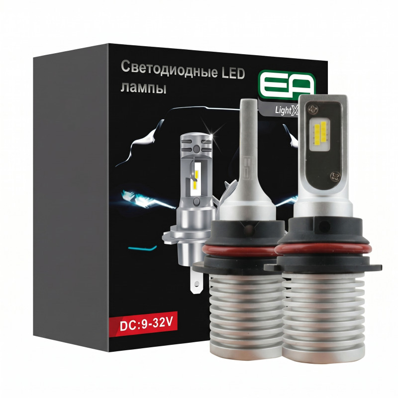 LED лампи HB5 (9007) EA Light X E1 4000Lm 5000K 12/24V безвентиляторні ближнє/дальнє світло (2 шт.)