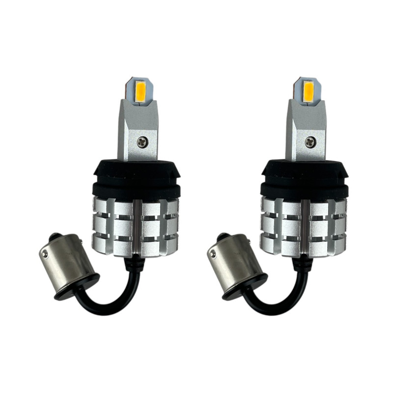 LED лампи P21W (1156) R1 Yellow 21W 3000Lm з обманкою Canbus 12V жовті в повороти (2 шт.)