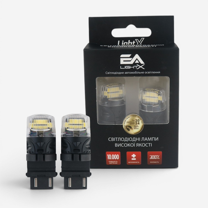 Світлодіодні LED лампи 3157 (P27/7W) EA Light X 16SMD 360° білі двоконтактні безцокольні для авто (комплект 2 шт.)