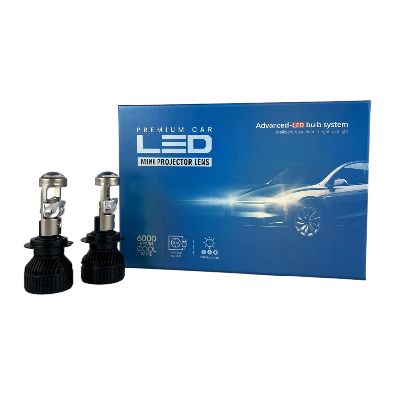 Світлодіодні LED лампи H7 EA Light X M3 5000K 10000Lm лінзовані міні бі-лед для авто (комплект 2 шт.)