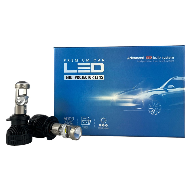 Світлодіодні LED лампи H7 EA Light X M3 5000K 10000Lm лінзовані міні бі-лед для авто (комплект 2 шт.)
