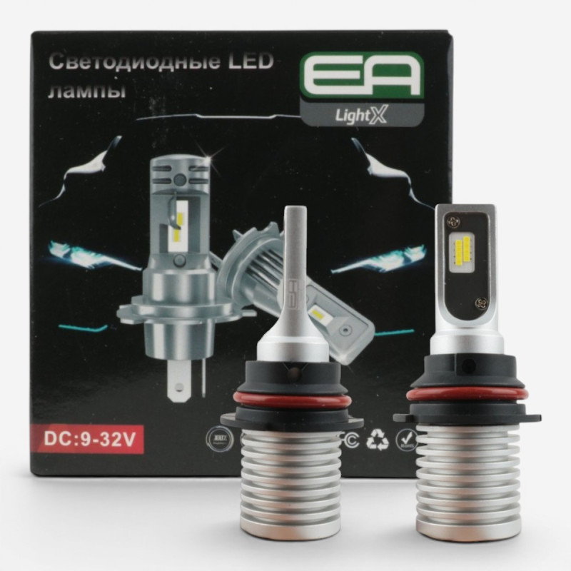 LED лампи HB5 (9007) EA Light X E1 4000Lm 5000K 12/24V безвентиляторні ближнє/дальнє світло (2 шт.)