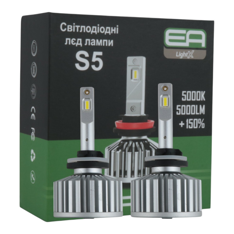 LED лампи H27 EA Light X S5 5000Lm 5000K 12/24V для авто у протитуманні фари / ПТФ (2 шт.)