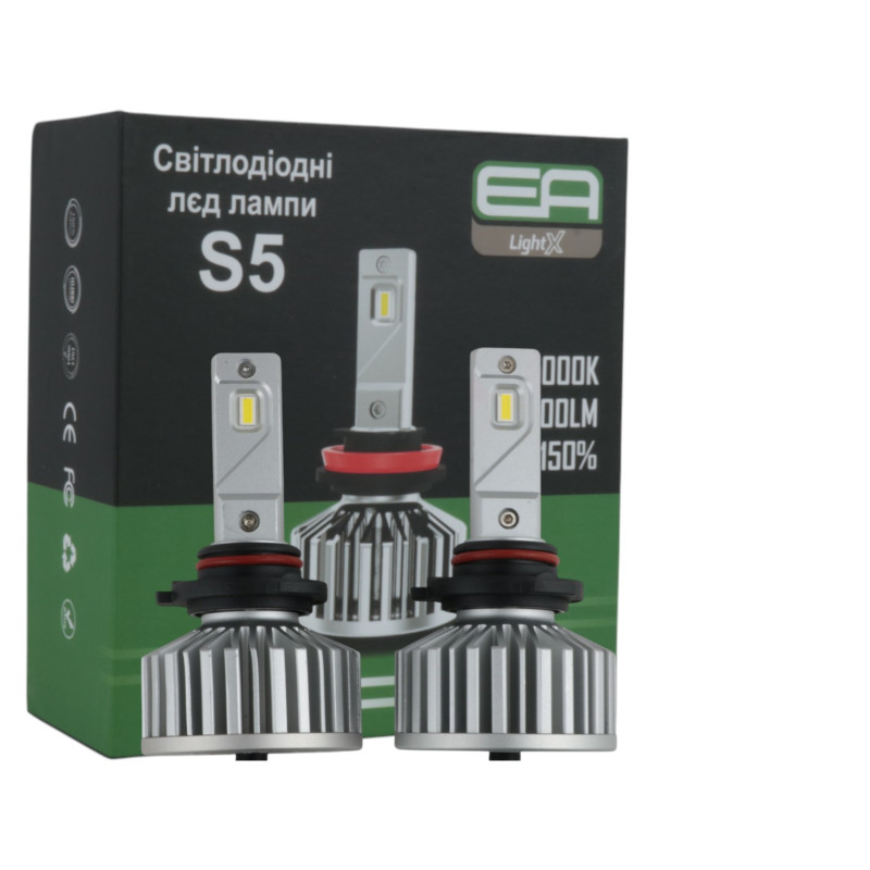 LED лампи HB3 (9005) EA Light X S5 5000Lm 5000K 12/24V для авто головне світло (2 шт.)