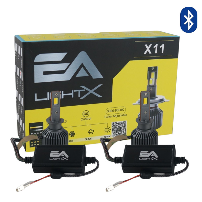 Світлодіодні LED лампи H1 EA Light X X11 Smart Bluetooth 3000K-8000K 10000Lm кулер з регулюванням кольору (комплект 2 шт.)