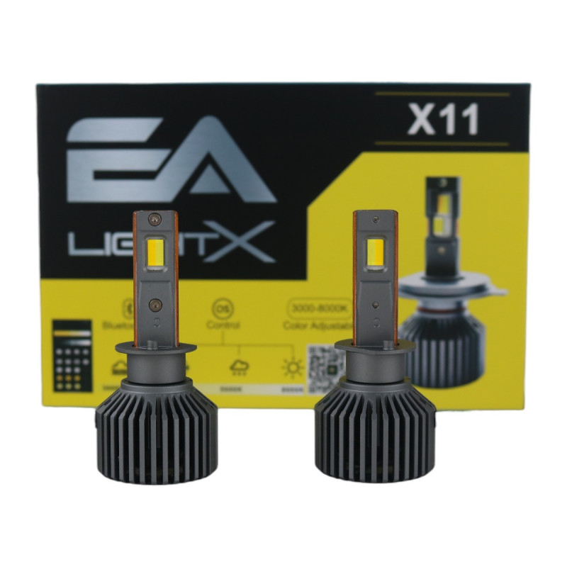 Світлодіодні LED лампи H1 EA Light X X11 Smart Bluetooth 3000K-8000K 10000Lm кулер з регулюванням кольору (комплект 2 шт.)