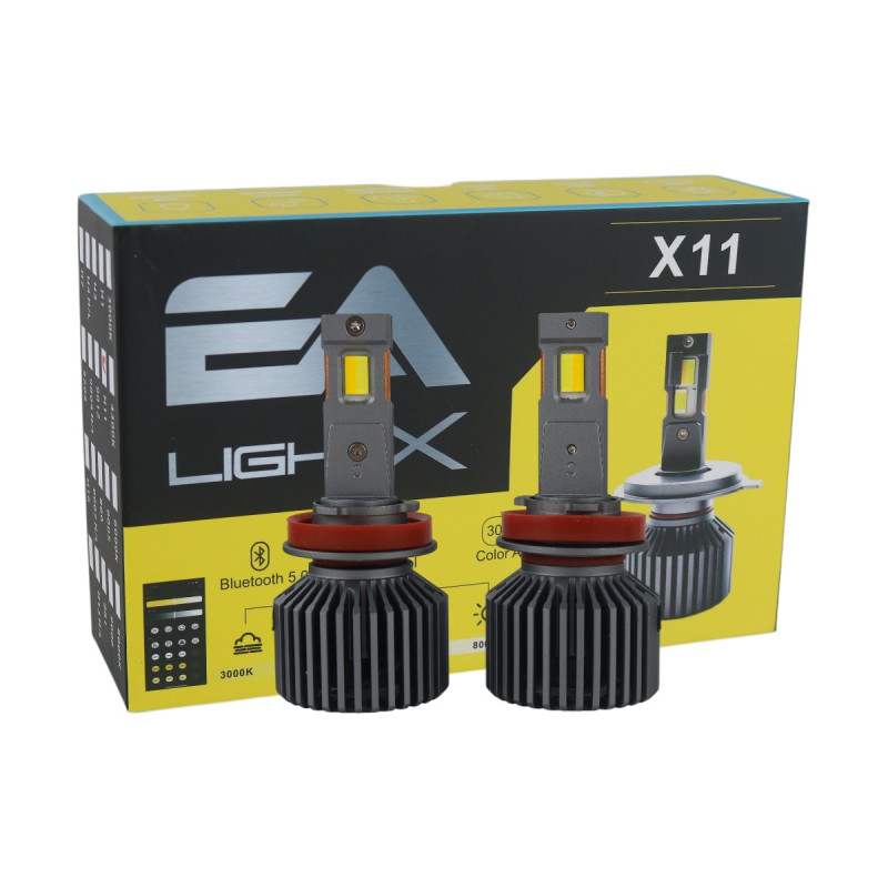 Світлодіодні LED лампи H11 EA Light X X11 Smart Bluetooth 3000K-8000K 10000Lm кулер з регулюванням кольору (комплект 2 шт.)