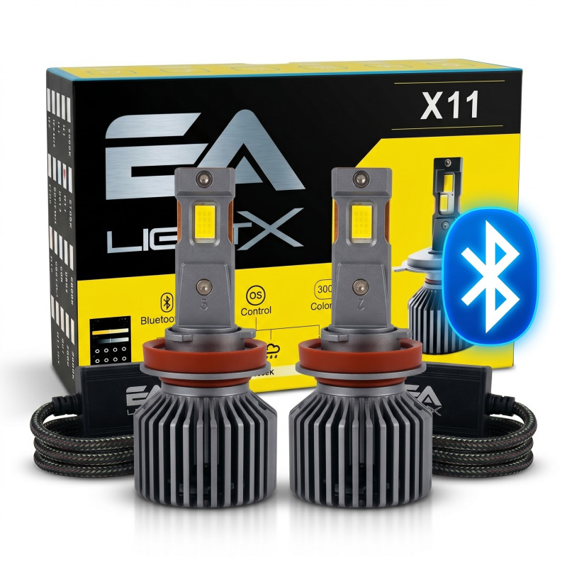 Світлодіодні LED лампи H11 EA Light X X11 Smart Bluetooth 3000K-8000K 10000Lm кулер з регулюванням кольору (комплект 2 шт.)