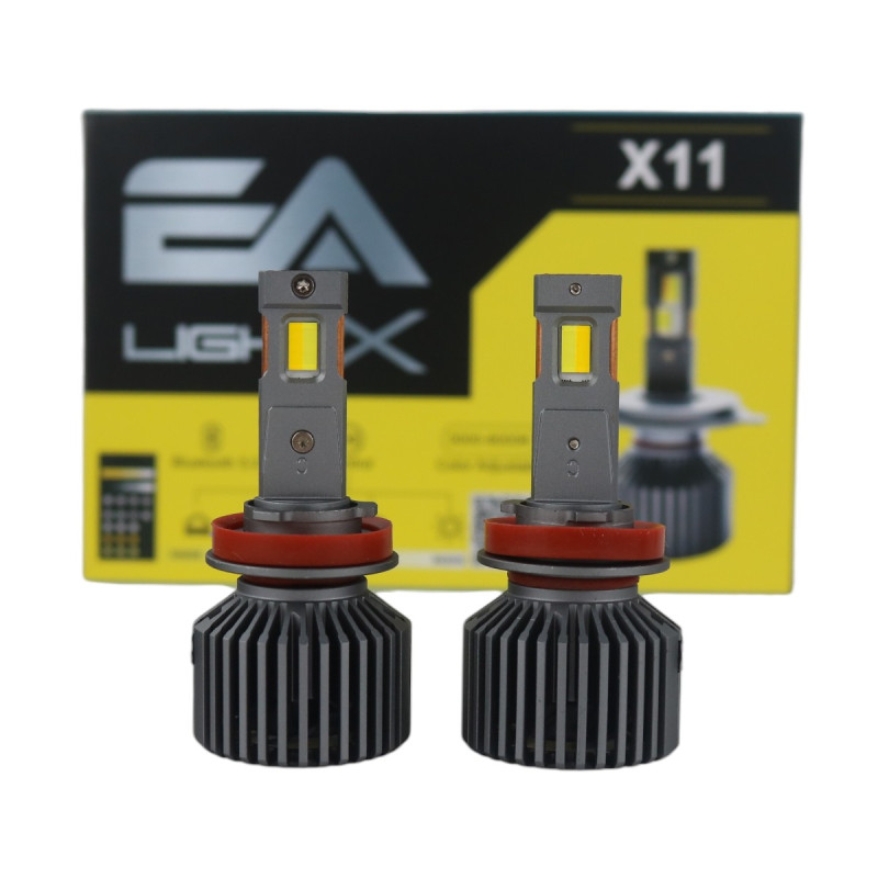 Світлодіодні LED лампи H11 EA Light X X11 Smart Bluetooth 3000K-8000K 10000Lm кулер з регулюванням кольору (комплект 2 шт.)
