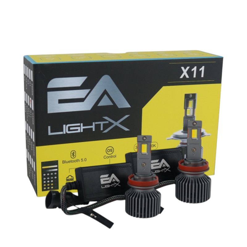 Світлодіодні LED лампи H11 EA Light X X11 Smart Bluetooth 3000K-8000K 10000Lm кулер з регулюванням кольору (комплект 2 шт.)
