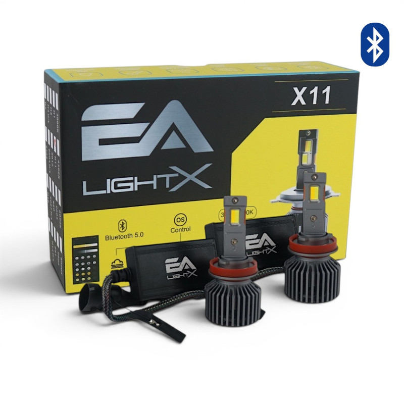 Світлодіодні LED лампи H11 EA Light X X11 Smart Bluetooth 3000K-8000K 10000Lm кулер з регулюванням кольору (комплект 2 шт.)