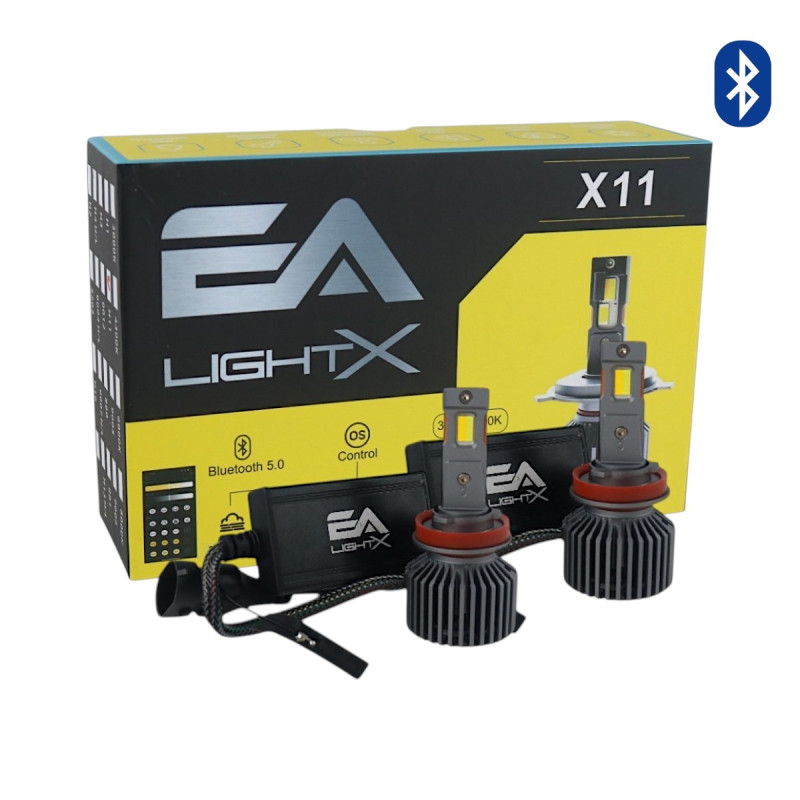 Світлодіодні LED лампи H11 EA Light X X11 Smart Bluetooth 3000K-8000K 10000Lm кулер з регулюванням кольору (комплект 2 шт.)