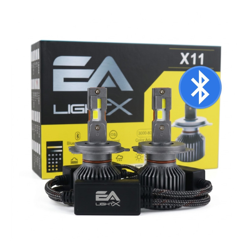 Світлодіодні LED лампи H4 EA Light X X11 Smart Bluetooth 3000K-8000K 10000Lm кулер з регулюванням кольору (комплект 2 шт.)