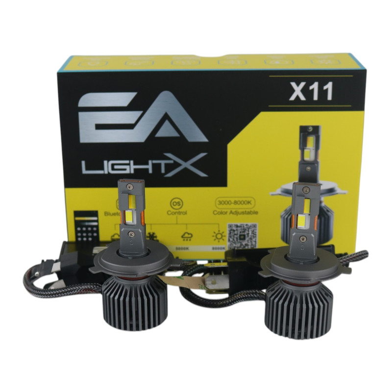 Світлодіодні LED лампи H4 EA Light X X11 Smart Bluetooth 3000K-8000K 10000Lm кулер з регулюванням кольору (комплект 2 шт.)