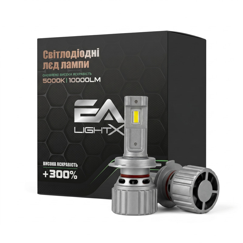 Світлодіодні LED лампи H7 EA Light X S10 5000K 10000Lm 12V-24V CSP для авто (комплект 2 шт.)