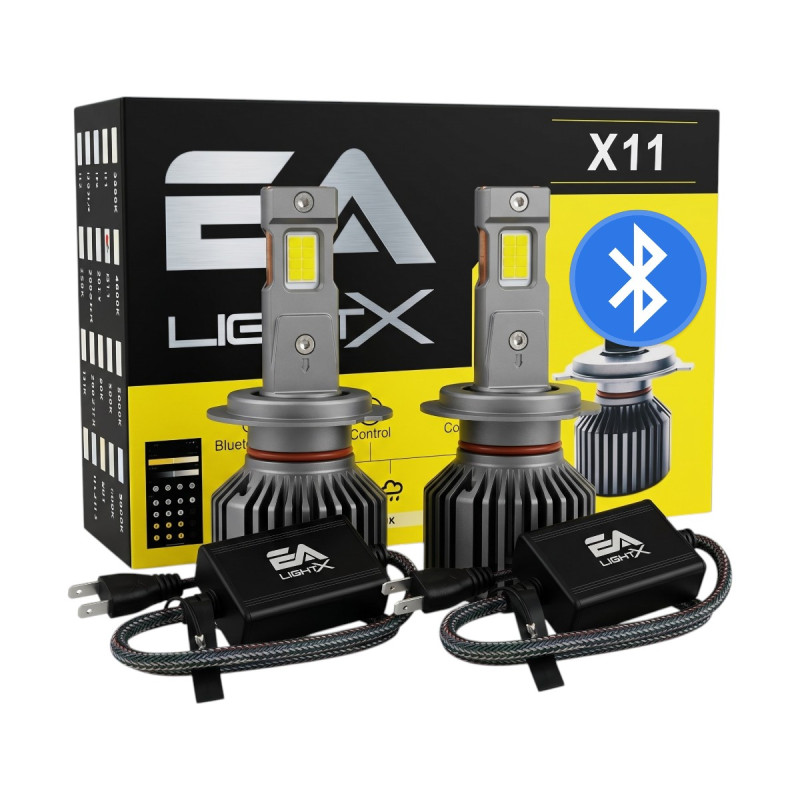 Світлодіодні LED лампи H7 EA Light X X11 Smart Bluetooth 3000K-8000K 10000Lm кулер з регулюванням кольору (комплект 2 шт.)