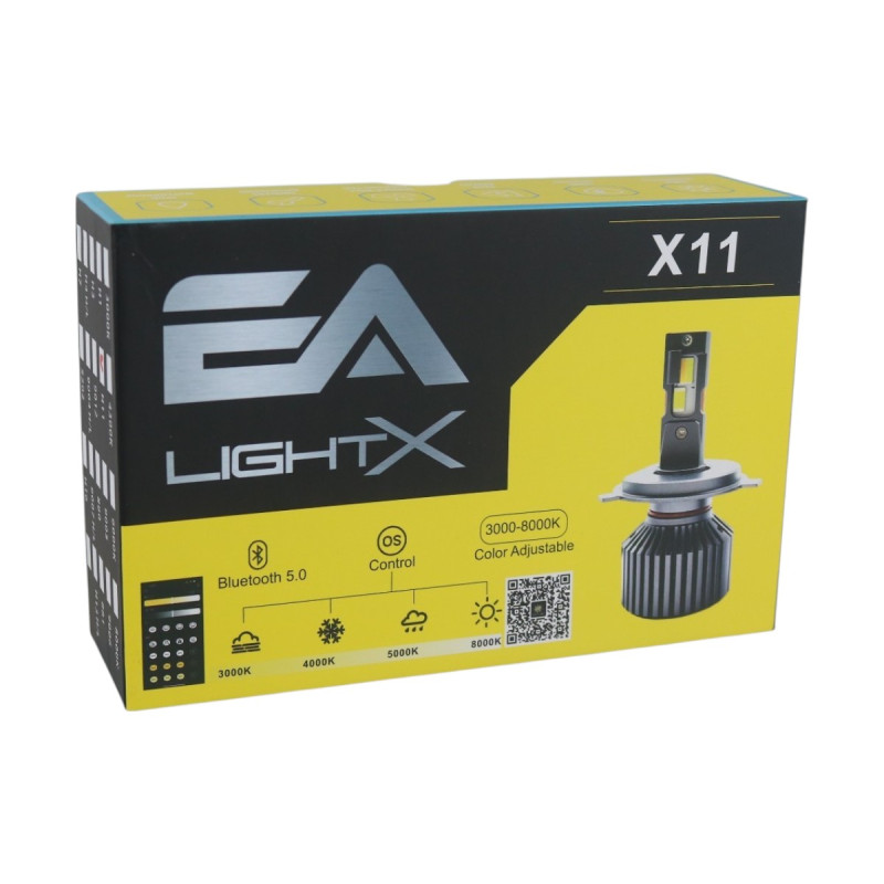 Світлодіодні LED лампи H7 EA Light X X11 Smart Bluetooth 3000K-8000K 10000Lm кулер з регулюванням кольору (комплект 2 шт.)