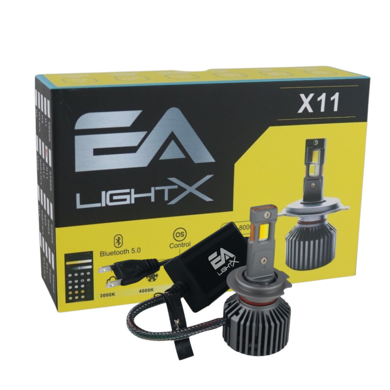 Світлодіодні LED лампи H7 EA Light X X11 Smart Bluetooth 3000K-8000K 10000Lm кулер з регулюванням кольору (комплект 2 шт.)