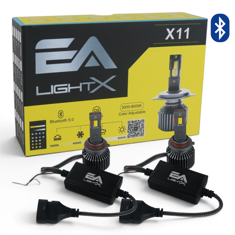 Світлодіодні LED лампи HB3\HB4 EA Light X X11 Smart Bluetooth 3000K-8000K 10000Lm кулер з регулюванням кольору (комплект 2 шт.)