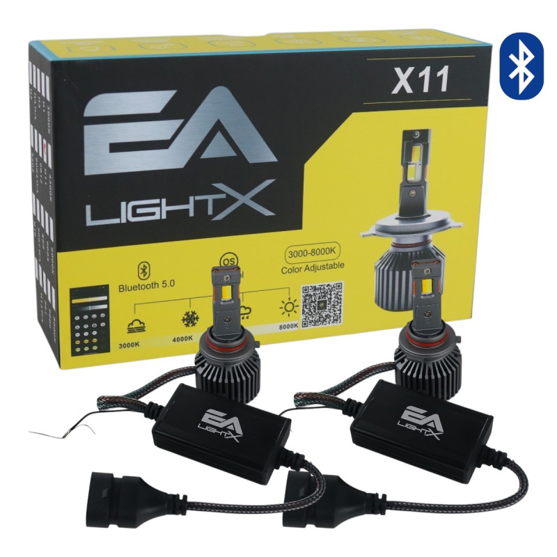 Світлодіодні LED лампи HB3\HB4 EA Light X X11 Smart Bluetooth 3000K-8000K 10000Lm кулер з регулюванням кольору (комплект 2 шт.)