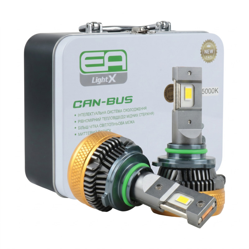 Світлодіодні LED лампи HB4 (9006) EA Light X K100 CAN-BUS 5000K 15000Lm 9V-32V +500% кулер (комплект 2 шт.)