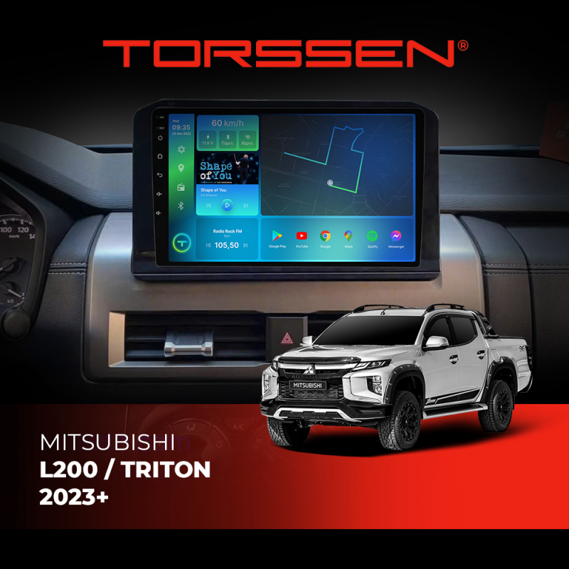 Штатна магнітола Torssen Mitsubishi L200 / Triton 2023+ FL9 4+64Gb 4G Carplay DSP