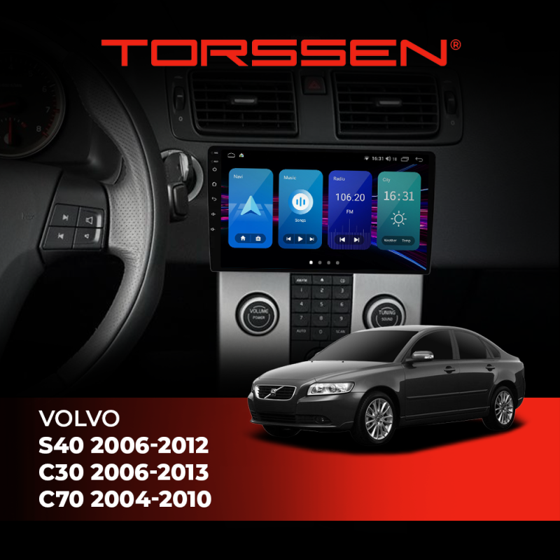 Штатна магнітола Torssen Volvo S40 06-12/ C30 06-13/ C70 04-10 NF9 Carplay