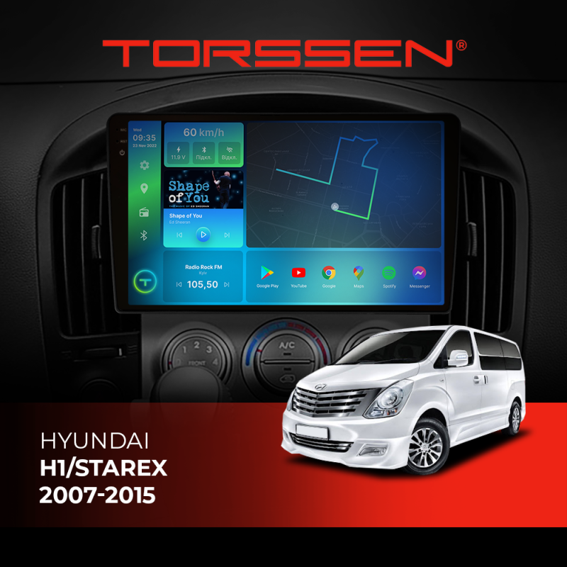 Штатна магнітола Torssen 2K Hyundai H1/Starex 07-15 F96128 4G Carplay DSP