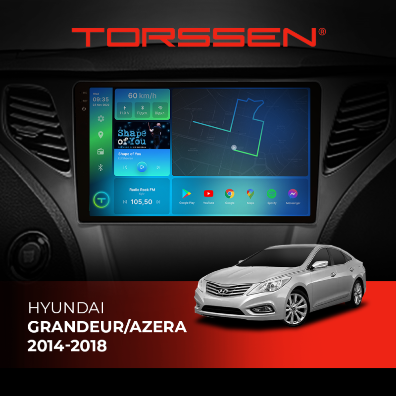 Штатна магнітола Torssen 2K Hyundai Grandeur/Azera 2014-2018 F9332 4G Carplay DSP