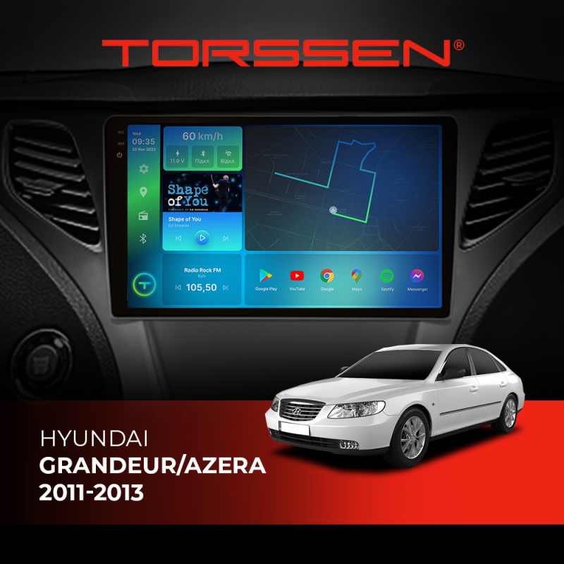 Штатна магнітола Torssen 2K Hyundai Grandeur/Azera 2011-2013 F9332 4G Carplay DSP