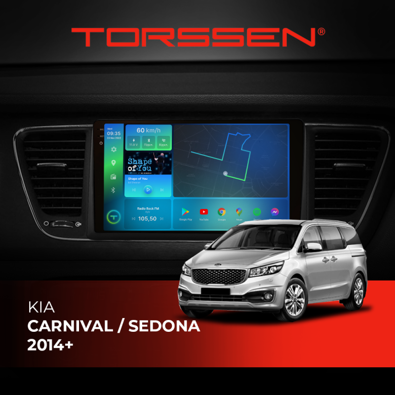 Штатна магнітола Torssen 2K Kia Carnival / Sedona 2014+ F9332 4G Carplay DSP