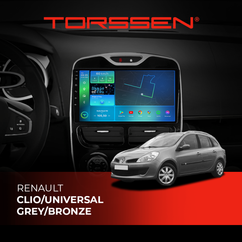 Штатная магнитола Torssen Renault Clio/Universal Grey/Bronze F9332 4G Carplay DSP