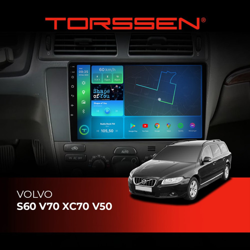 Штатна магнітола Torssen Volvo S60 V70 XC70 FL9 4+64Gb 4G Carplay DSP