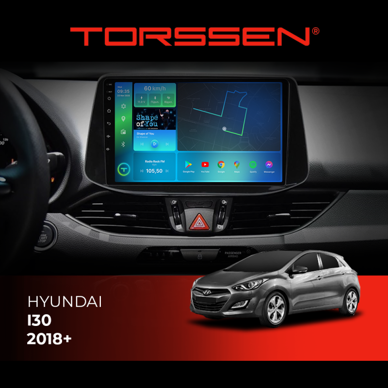Штатна магнітола Torssen Hyundai I30 18+ F9232 4G Carplay DSP