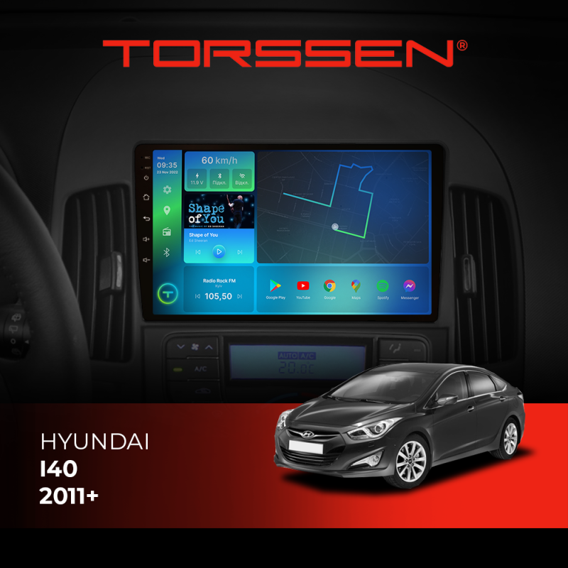 Штатна магнітола Torssen Hyundai i40 2011+ FL9 4+64Gb 4G Carplay DSP