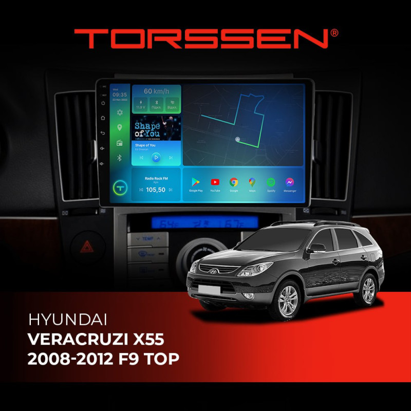 Штатна магнітола Torssen Hyundai  Veracruz/IX55 08-12 high-end TOP FL9 4+64Gb 4G Carplay DSP