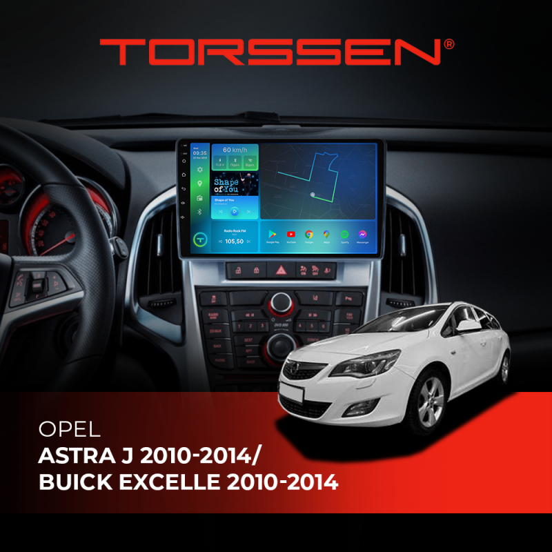 Штатна магнітола Torssen Opel Astra J 10-14/Buick Excelle 10-14 FL9 4+64Gb 4G Carplay DSP