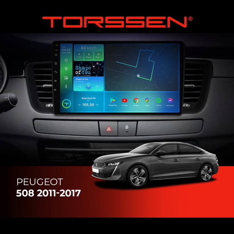 Штатна магнітола Torssen Peugeot 508 11-17 FL9 4+64Gb 4G Carplay DSP