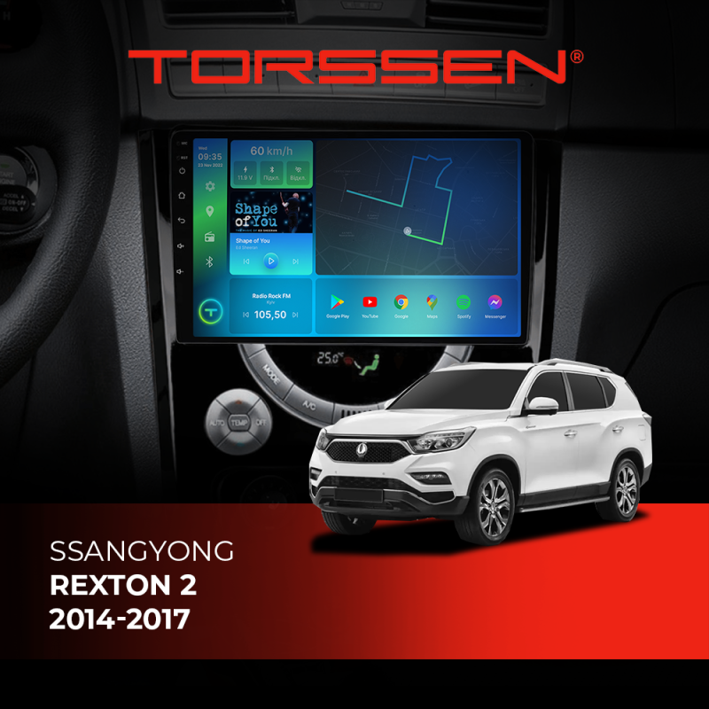 Штатна магнітола Torssen SsangYong Rexton 2 14-17 FL9 4+64Gb 4G Carplay DSP