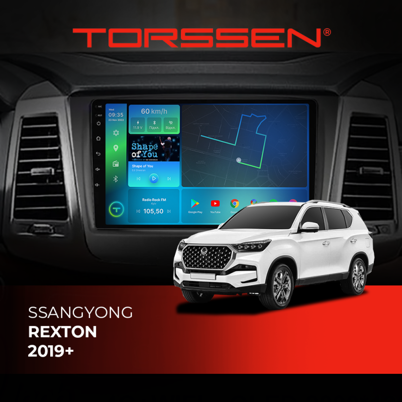 Штатна магнітола Torssen SsangYong Rexton 19+ FL10 4+64Gb 4G Carplay DSP