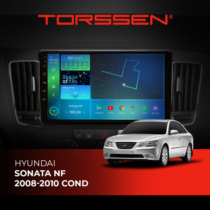 Штатна магнітола Torssen Hyundai Sonata NF 08-10 cond FL9 4+64Gb 4G Carplay DSP