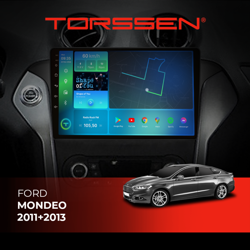Штатна магнітола Torssen Ford Mondeo 11+13 black FL9 4+64Gb 4G Carplay DSP