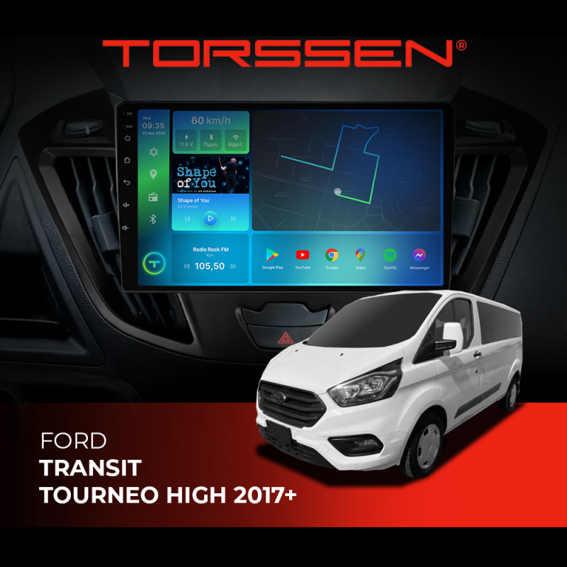 Штатна магнітола Torssen Ford Transit Tourneo high 17+ FL10 4+64Gb 4G Carplay DSP