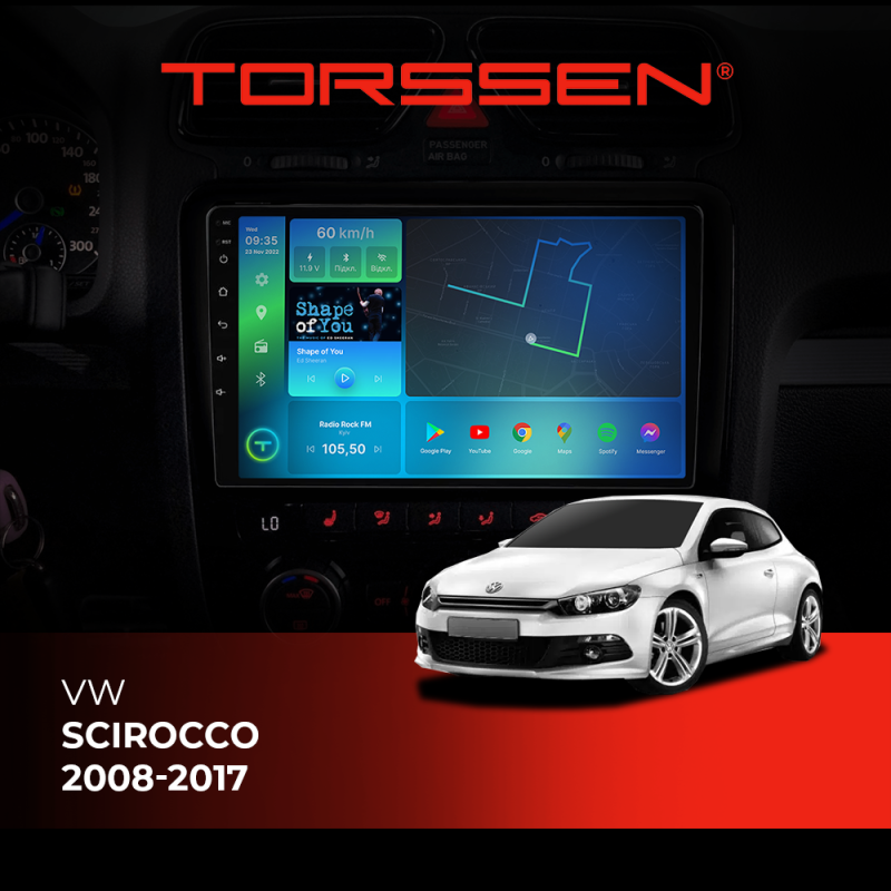 Штатна магнітола Torssen VW Scirocco 2008-2017 FL9 4+64Gb 4G Carplay DSP cond